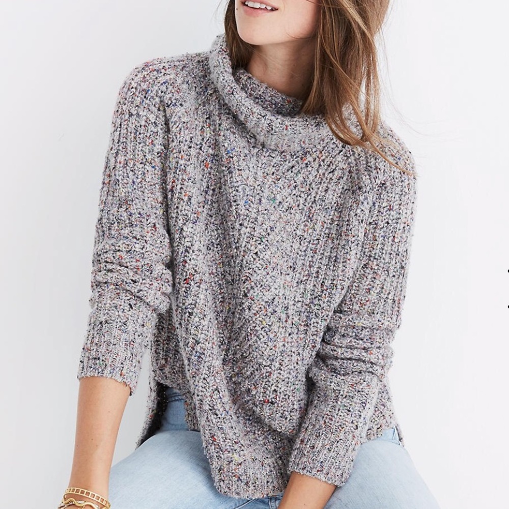 Madewell Colorfleck Ribbed Turtleneck Sweater